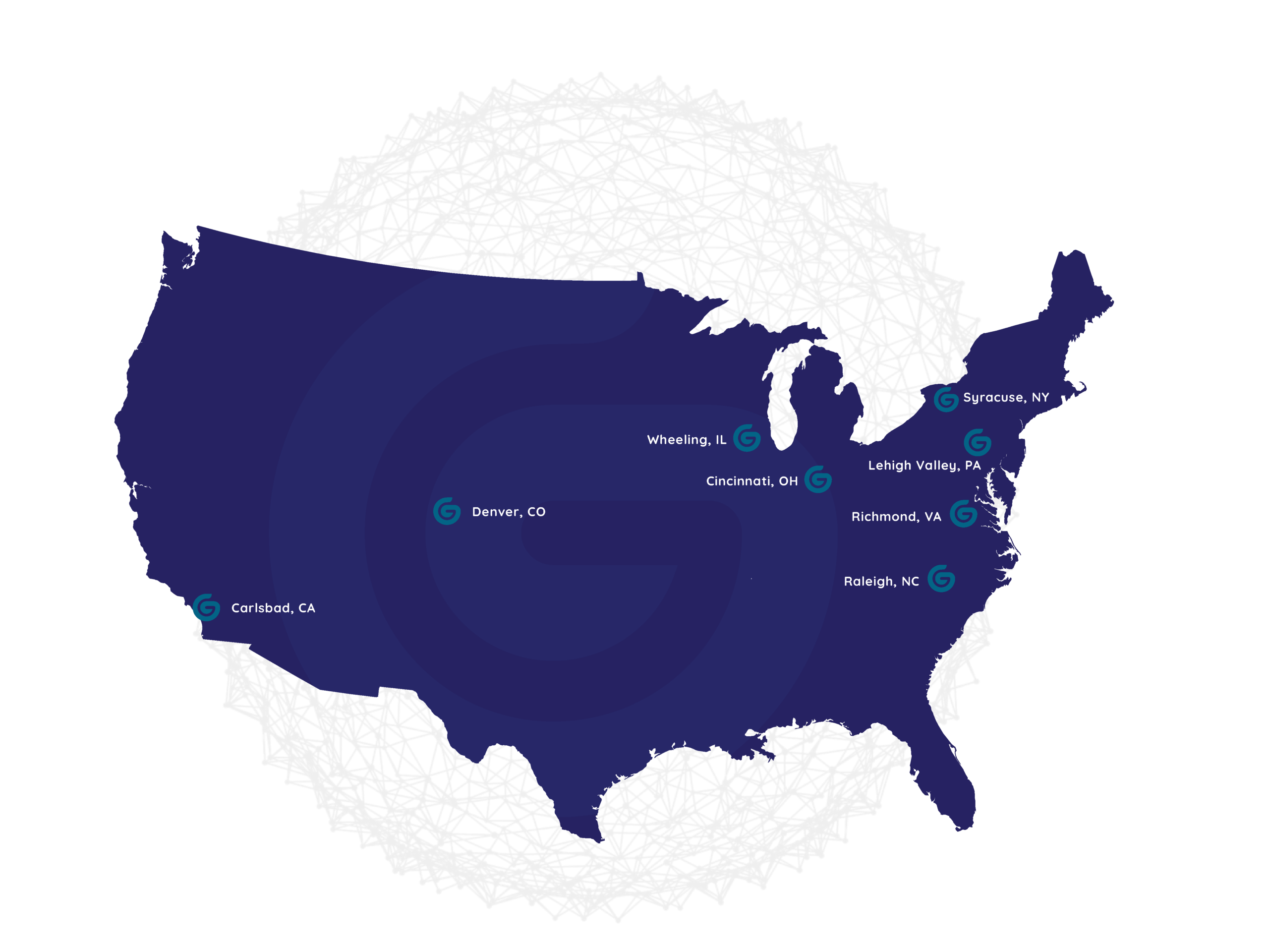 United States Map with Office Locations
